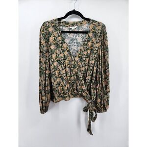 💖Floral Wrap Blouse - Green and Yellow